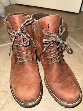 Ecco Chestnut Brown Leather Lace-Up Ankle Boots